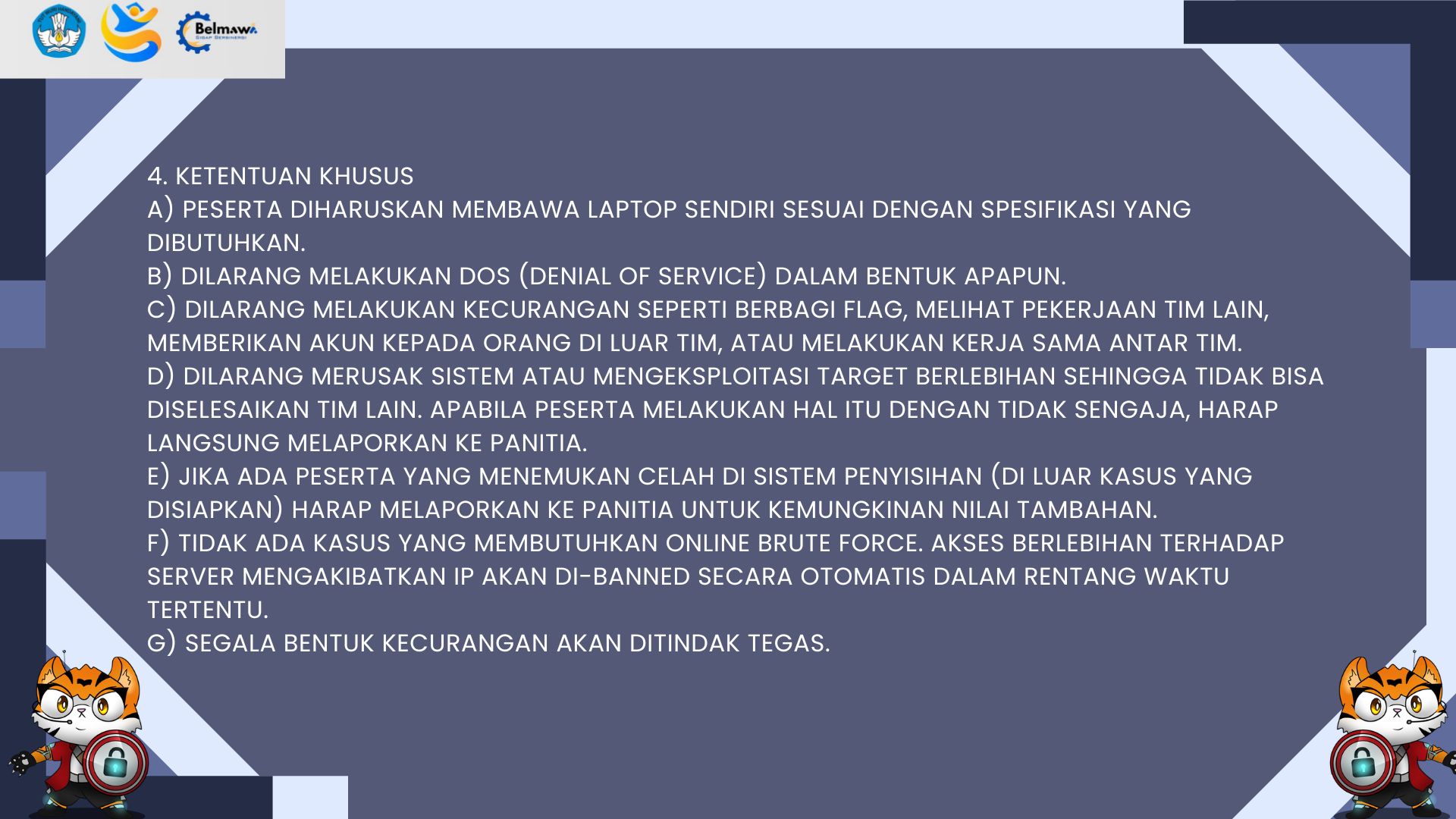 Aturan Pemanasan GEMASTIK CyberSec 3